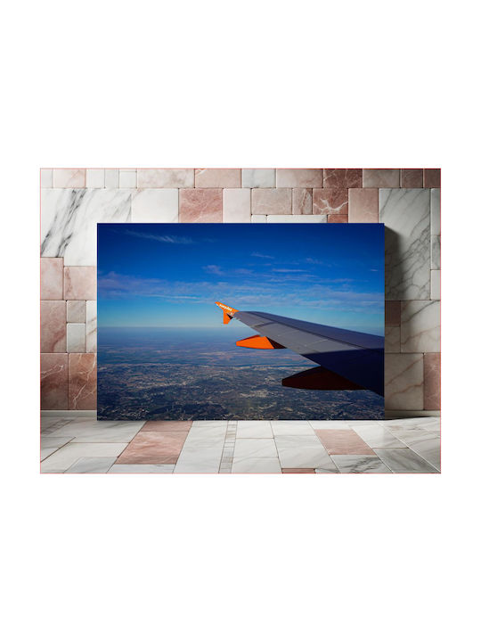 Панел Airplane Wing Over Cityscape Птера Аероплану Над Градски Пейзаж 150x100