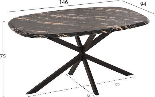 Masă Rodden 146x94x75 Neagră
