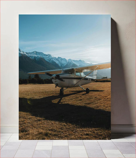 Airplane In Mountain Landscape Αεροπλάνο Σε Ορεινό Τοπίο 1 σε Segeltuch