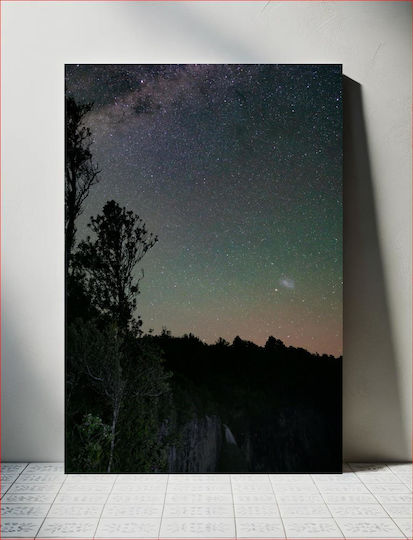 Night Sky With Stars And Trees Νυχτερινός Ουρανός Με Αστέρια Και Δέντρα 1 σε Segeltuch