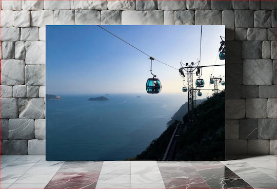 Cable Cars Over Ocean Τελεφερίκ Πάνω Από Τον Ωκεανό σε Καμβά