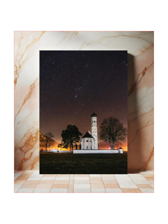 iLovePrints Gemälde Kirche Unter Sternen Kirche Kacheln 70x100