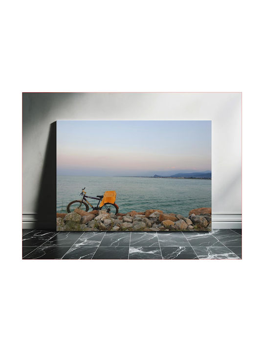 iLovePrints Gemälde Bicycle By Sea Ποδήλατο Dipa Sti Thalassa 100x70