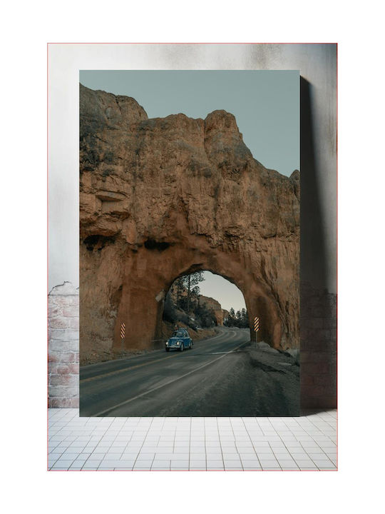 Панел Car Through Rock Arch Автомобил Вътре В Каменна Арка 40x65
