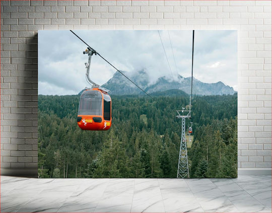 Cable Cars In The Mountains Τελεφερίκ Στα Βουνά σε Καμβά