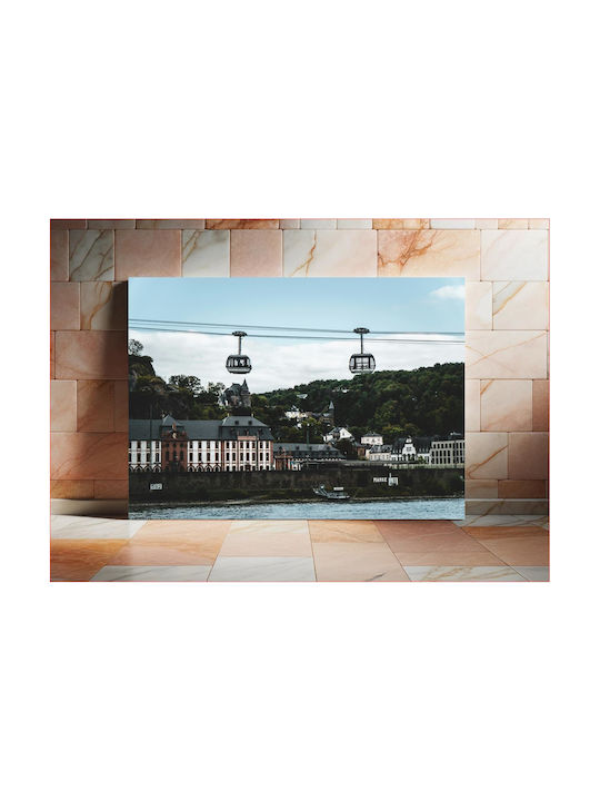 iLovePrints Kabelbahn Über Historische Stadt Gemälde 90x60