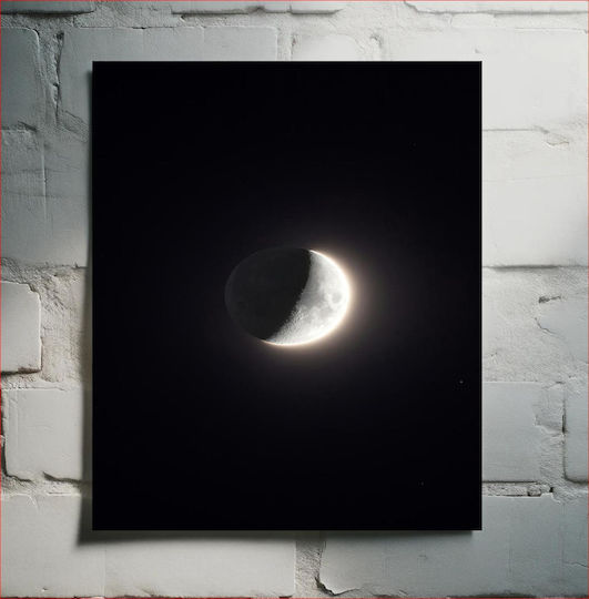 Crescent Moon In Space Half Moon In Space On Canvas Crescent Moon In Space Half Moon In Space On Canvas