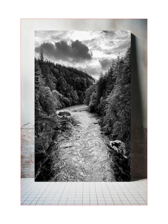 Панел Black White River Landscape Черно-бял Пейзаж На Река 100x150