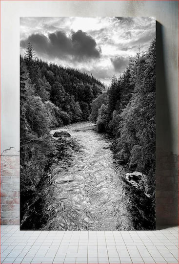 Black And White River Landscape Ασπρόμαυρο Τοπίο Του Ποταμού 1