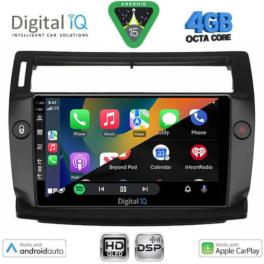 Digital IQ Ηχοσύστημα Αυτοκινήτου για Citroen C4 2004-2011 (Bluetooth/USB/WiFi/GPS/Apple-Carplay/Android-Auto) με Οθόνη Αφής 9"