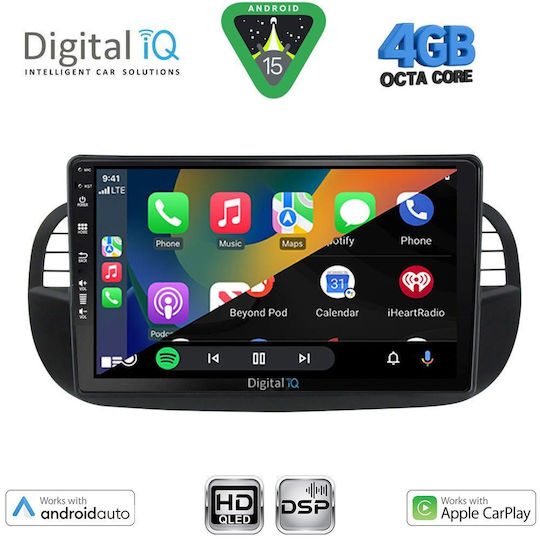 Digital IQ Ηχοσύστημα Αυτοκινήτου για Fiat 500 2007-2015 (Bluetooth/USB/WiFi/GPS/Apple-Carplay/Android-Auto) με Οθόνη Αφής 9"