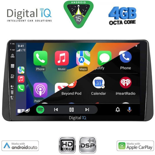 Digital IQ Car Audio System for Fiat Tipo 2018-2023 Bluetooth USB WiFi GPS Apple CarPlay Android Auto with 9" Touch Screen