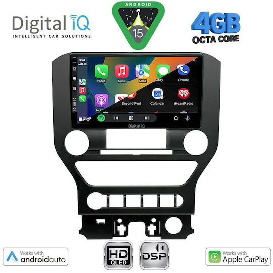 Digital IQ Car Audio System for Ford Mustang 2015-2020 (Bluetooth/USB/WiFi/GPS/Apple CarPlay/Android Auto) with 9" Touch Screen