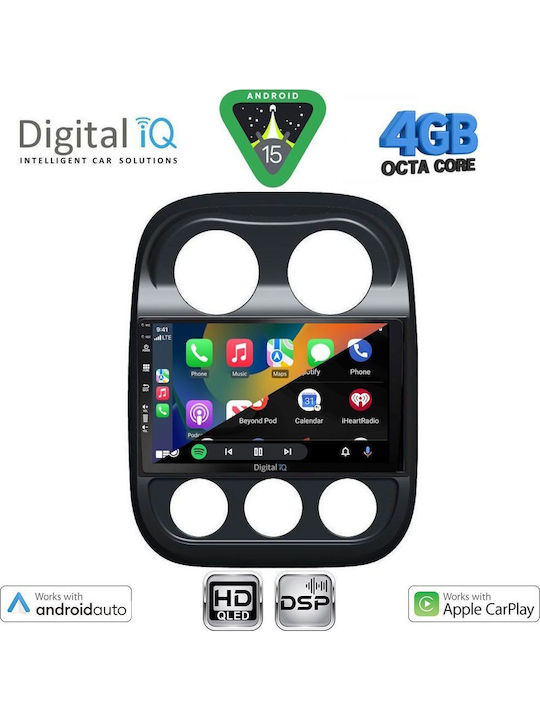 Digital IQ Auto-Audiosystem für Jeep Compass / Patriot 2007-2016 Bluetooth USB Eingebautes Wi-Fi GPS Apple CarPlay Android Auto mit 10 Zoll Touchscreen