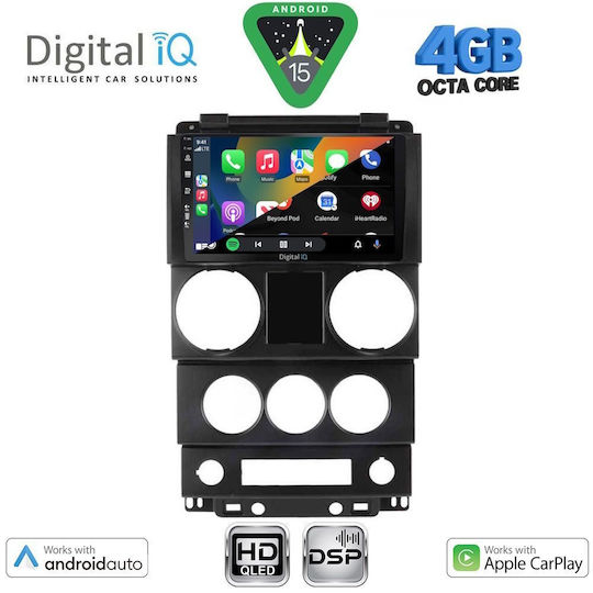 Digital IQ Car Audio System for Jeep Wrangler 2006-2011 Bluetooth USB WiFi GPS Apple CarPlay Android Auto with 9" Touch Screen