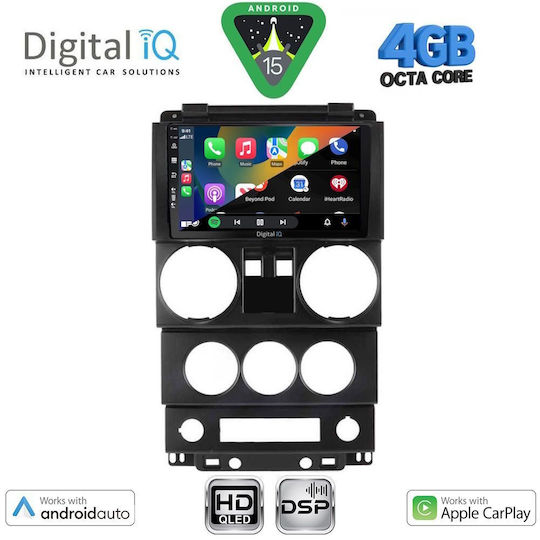 Digital IQ Car Audio System for Jeep Wrangler 2006-2011 Bluetooth USB WiFi GPS Apple CarPlay Android Auto with 9" Touch Screen