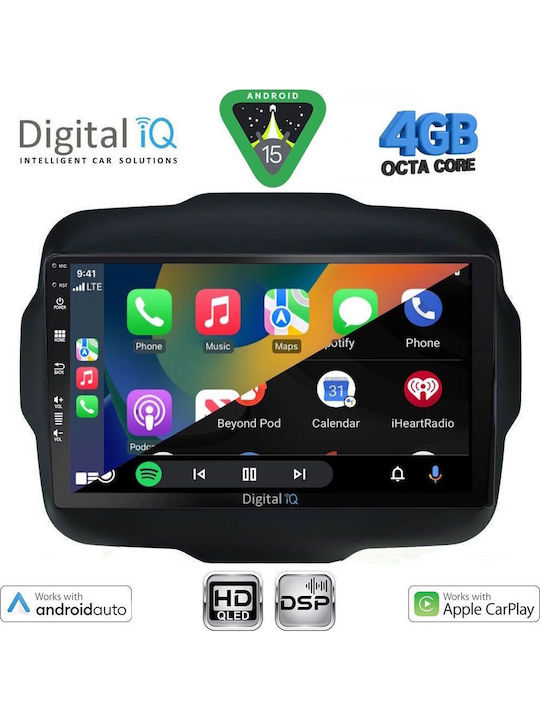 Digital IQ Car Audio System for Jeep Renegade 2014 with Touch Screen 9" Digital IQ BXF 16290 CPAA Bluetooth USB Wi-Fi GPS Apple CarPlay Android Auto