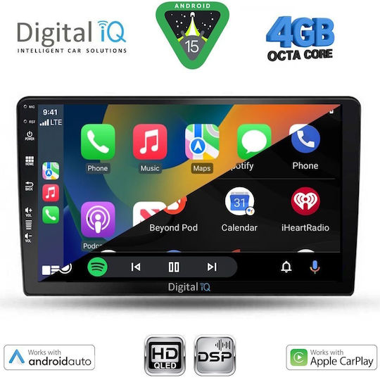 Digital IQ Car Audio System for Kia Sportage 2004-2010 with Clima A/C Bluetooth USB WiFi GPS Apple CarPlay Android Auto with 9" Touch Screen DIGITAL IQ BXF 16324_CPAA (Clima A/C)