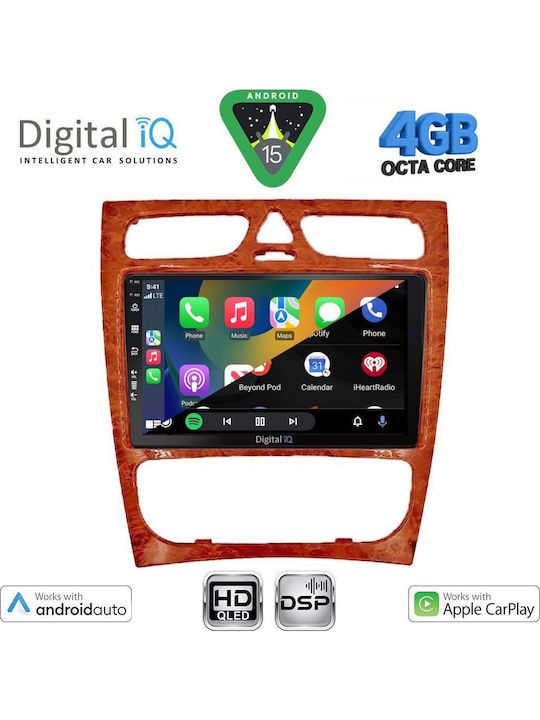 Digital IQ Auto-Audiosystem Für Mercedes-Benz C Klasse 1999-2004 Mit Touchscreen 9 Zoll Bluetooth USB Eingebautes Wi-Fi GPS Apple CarPlay Android Auto Digital IQ BXF 16402CH_CPAA