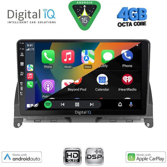 Digital IQ Ηχοσύστημα Αυτοκινήτου για Mercedes-Benz C Class 2007-2011 (Bluetooth/USB/WiFi/GPS/Apple-Carplay/Android-Auto) με Οθόνη Αφής 9"