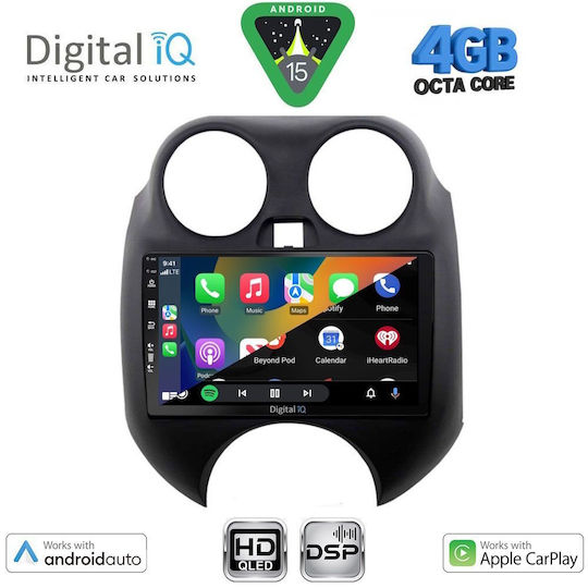 Digital IQ Ηχοσύστημα Αυτοκινήτου για Nissan Micra 2010-2014 (Bluetooth/USB/WiFi/GPS/Apple-Carplay/Android-Auto) με Οθόνη Αφής 9"