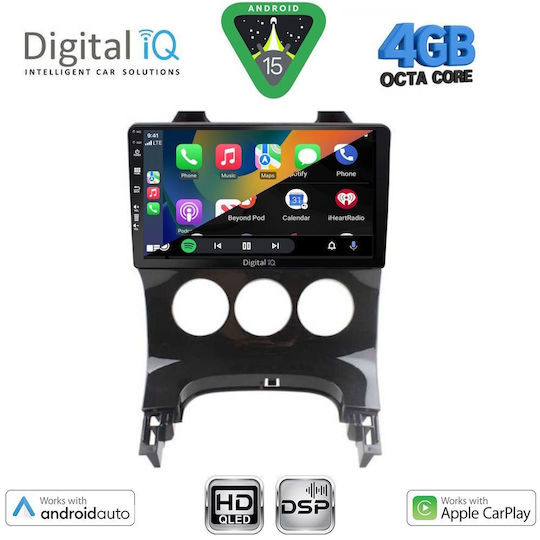 Digital IQ Car Audio System for Peugeot 3008 2008-2016 with A/C Bluetooth USB WiFi GPS Apple CarPlay Android Auto with 9" Touch Screen