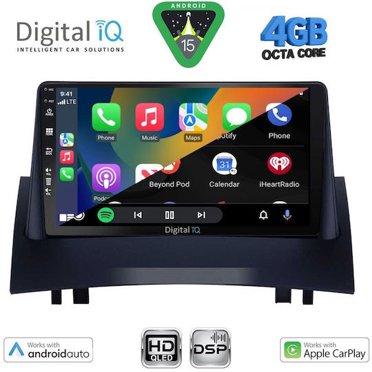 Digital IQ Car Audio System for Renault Megane 2002-2008 Bluetooth USB WiFi GPS Apple CarPlay Android Auto with 9" Touch Screen