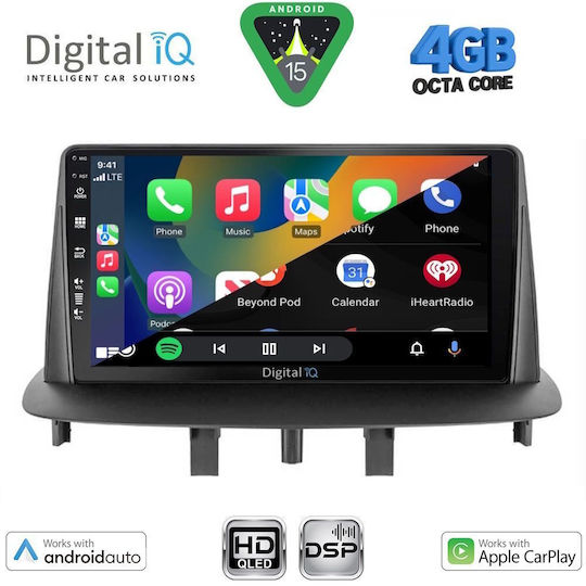 Digital IQ Ηχοσύστημα Αυτοκινήτου για Renault Megane 2009-2016 (Bluetooth/USB/WiFi/GPS/Apple-Carplay/Android-Auto) με Οθόνη Αφής 9"