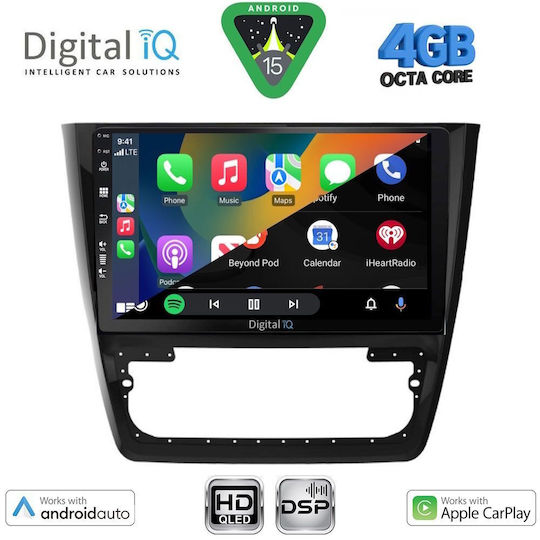 Digital IQ Car Audio System for Skoda Yeti 2014-2018 (Bluetooth/USB/WiFi/GPS/Apple CarPlay/Android Auto) with 10" Touch Screen