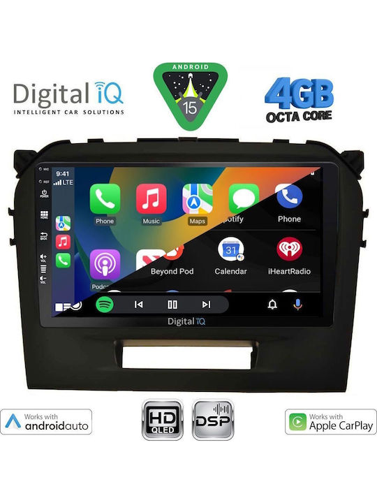 Digital IQ Car Audio System for Suzuki Vitara 2016-2022 Bluetooth USB Wi-Fi GPS Apple CarPlay Android Auto with 9 Inch Touch Screen