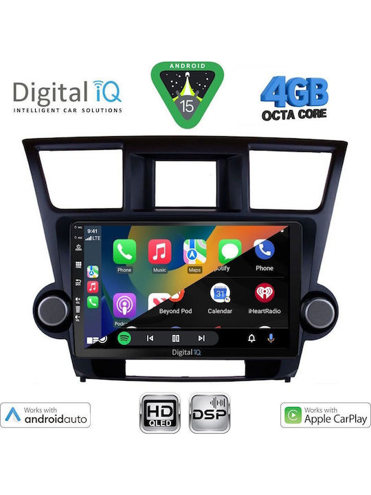 Digital IQ Автомобилна Аудио Система За Toyota Highlander 2008-2015 Bluetooth USB Вграден Wi-Fi GPS Apple CarPlay Android Auto С Touch Screen 10"