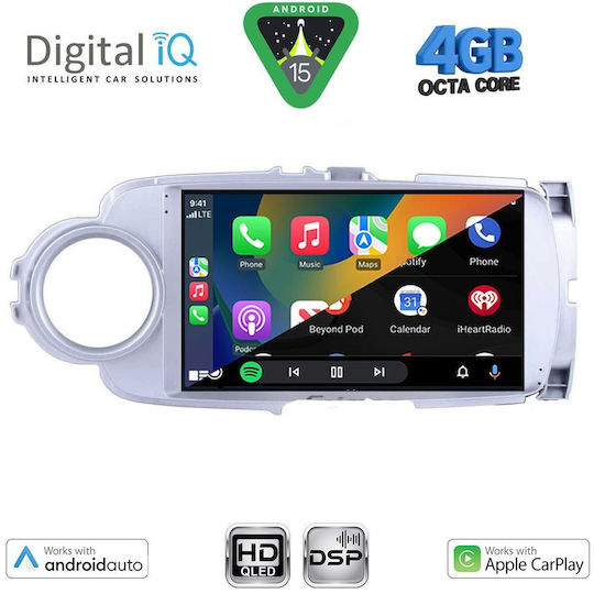 Digital IQ Car Audio System for Toyota Yaris 2011-2015 (Bluetooth/USB/WiFi/GPS/Apple CarPlay/Android Auto) with 9" Touch Screen