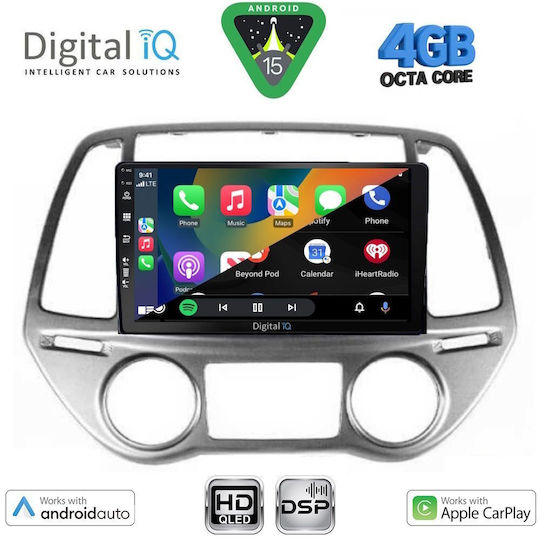 Digital IQ Car Audio System for Hyundai i20 2008-2012 with Clima (Bluetooth/USB/WiFi/GPS/Apple CarPlay/Android Auto) with 9" Touch Screen