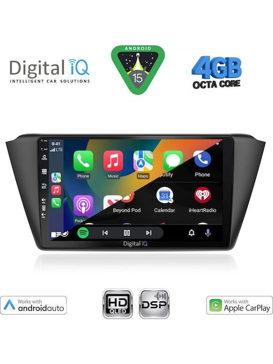 Digital IQ Car Audio System for Skoda Fabia 2015-2022 Bluetooth USB WiFi GPS Apple CarPlay Android Auto with 9" Touch Screen
