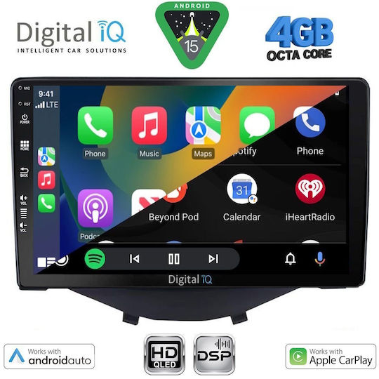 Digital IQ Car Audio System for Toyota Aygo 2014-2022 (Bluetooth/USB/WiFi/GPS/Apple CarPlay/Android Auto) with 9" Touch Screen