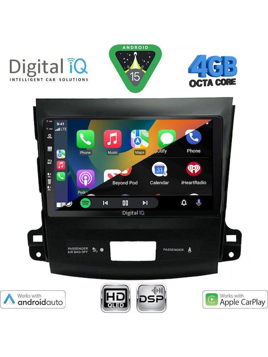 Digital IQ Car Audio System for Peugeot 4007 Mitsubishi Outlander Citroen C-Crosser 2006-2012 (Bluetooth/USB/WiFi/GPS/Apple CarPlay/Android Auto) with 9" Touch Screen