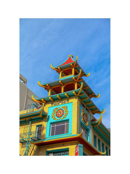 iLovePrints Gemälde Buntes Pagoda Gebäude 70x100