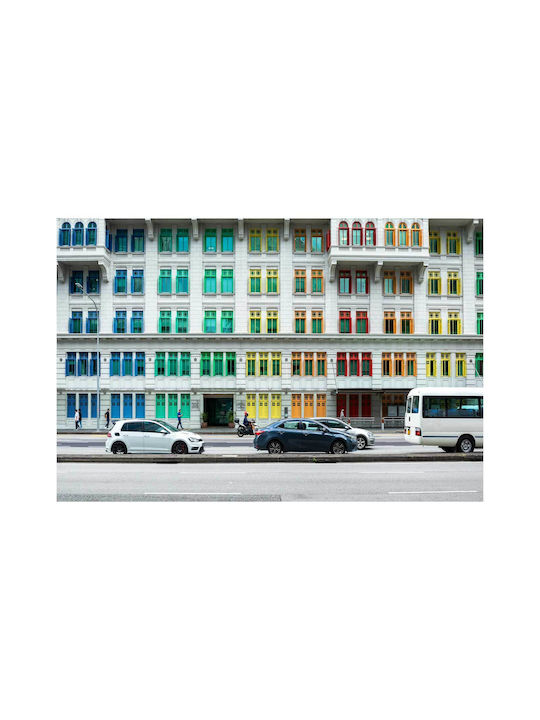 iLovePrints Πολύχρωμο Gemälde der Gebäude-Fassade 100x70