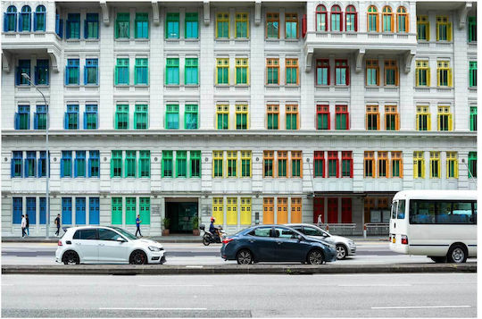 Panou Colorful Building Fațadă Multicoloră Clădire 100x70