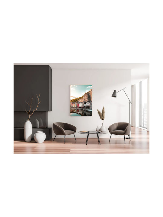 iLovePrints Πίνακες & Κάδρα Πολύχρωμα Σπίτια Δίπλα Στο Ποτάμι 100x150