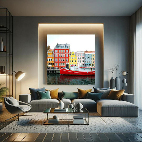 Painting Colorful Coastal Buildings Multicolored Coastal Buildings 90x90