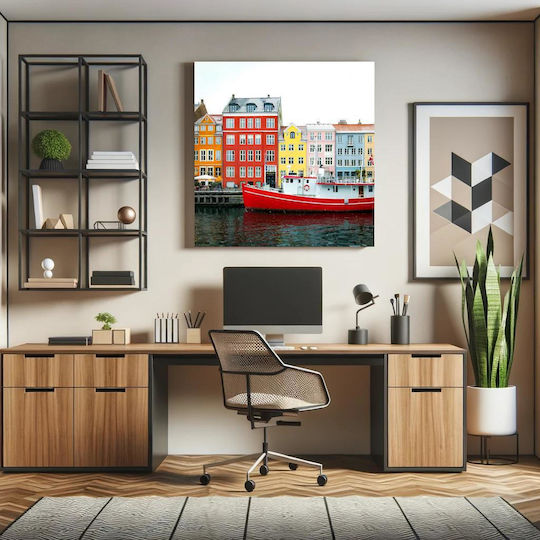 Painting Colorful Coastal Buildings Multicolored Coastal Buildings 90x90