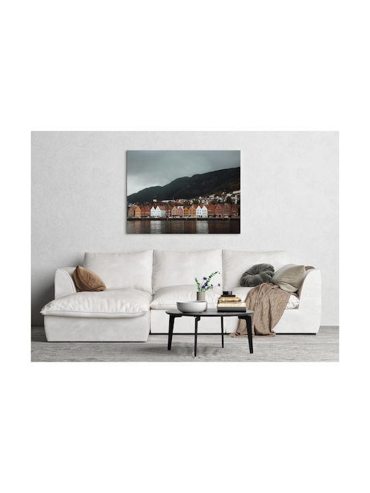 iLovePrints Gemälde Bunte Häuser Am Bay 100x70