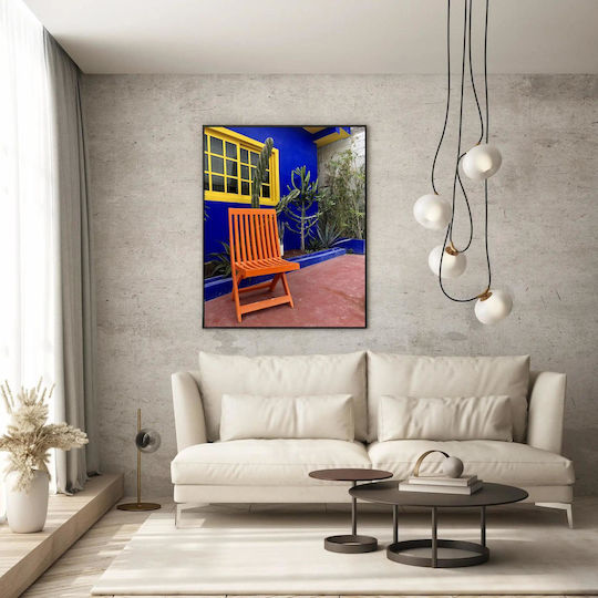 Πίνακας Colorful Patio Chair Cacti Πολύχρωμο Αίθριο Καρέκλα Κάκτους 70x100