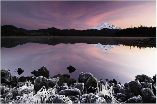 Painting Serene Mountain Reflection At Dusk 120x80