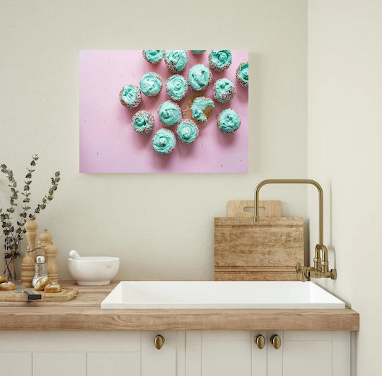 Painting Colorful Cupcakes On Pink Background Multicolored Cupcakes Pink Background 100x70