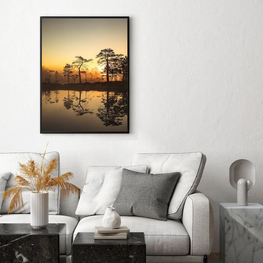 Πίνακας Sunset Reflection Trees Ηλιοβασίλεμα Αντανάκλαση Δέντρων 70x100