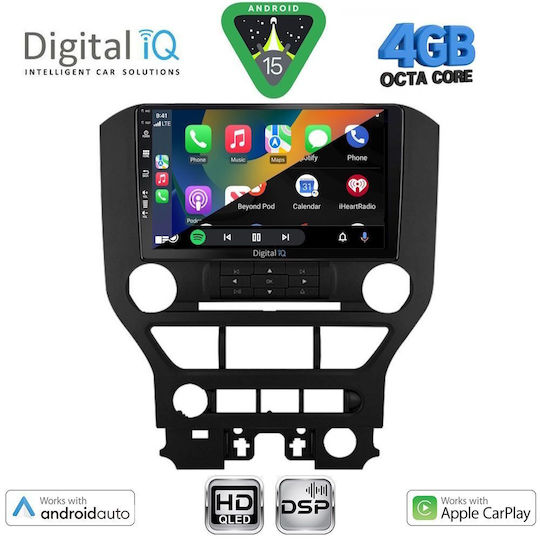 Digital IQ Car Audio System for Ford Mustang 2015-2020 (Bluetooth/USB/WiFi/GPS/Apple CarPlay/Android Auto) with 9" Touch Screen