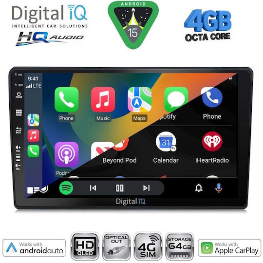 Digital IQ Car Audio System for Audi A4 2002-2008 (Bluetooth/USB/WiFi/GPS/Apple CarPlay/Android Auto) with 9" Touch Screen