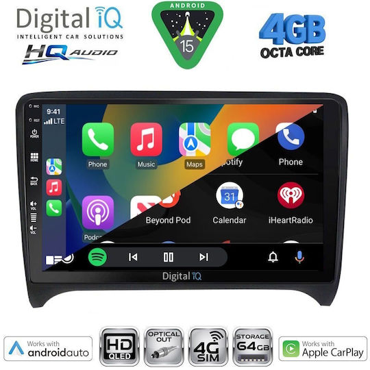 Digital IQ Car Audio System for Audi TT 2007-2015 Bluetooth USB WiFi GPS Apple CarPlay Android Auto with 9" Touch Screen